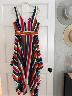 Lulu's Multicolor Striped Asymmetrical Handkerchief Hem Dress